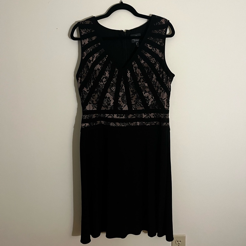 Fitted Lace Overlay Skater Skirt Dress